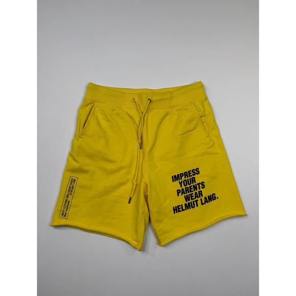 Helmut Lang Other - Helmut Lang Impress Your Parents Sweat Shorts Mens Yellow Graphic Print Mid Rise